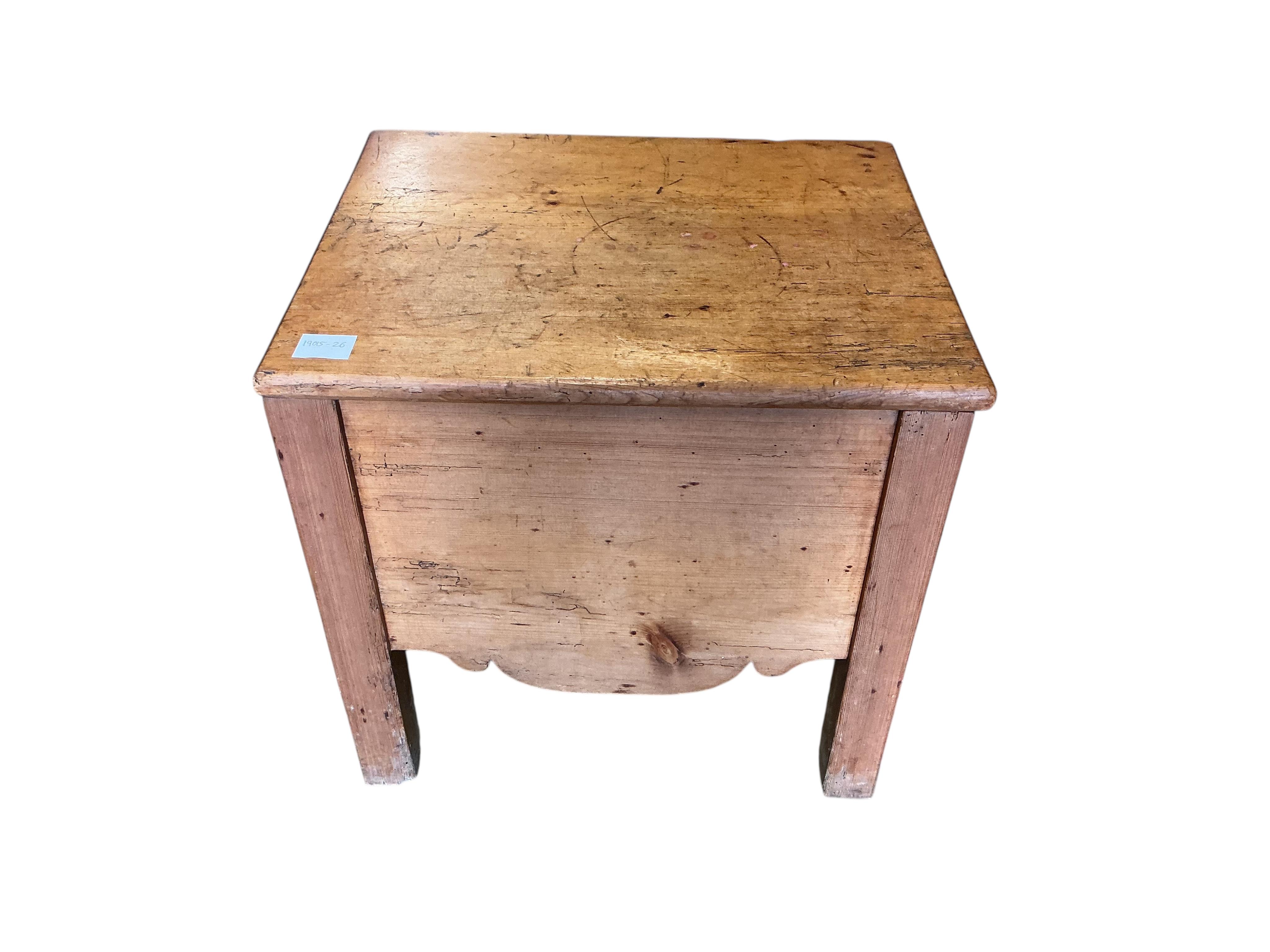 A Victorian pine box commode, width 53cm, depth 44cm, height 51cm